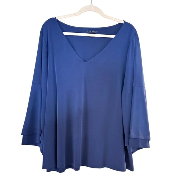 Lane Bryant Tops - Lane Bryant Womens Top Blouse Size 18 20 Royal Blue 3/4 Length Sleeve